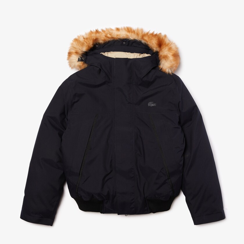 Jaquetas Parka Azul Marinho Azuis Bege Masculino Lacoste Short Water-Resistant Quilted Hooded AB4-70067H0