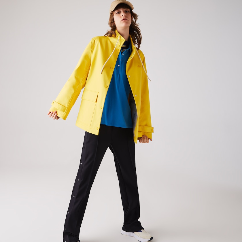 Jaquetas Parka Amarelas Bege Feminino Lacoste Stand-Up Collar Cotton XG0-24852D1