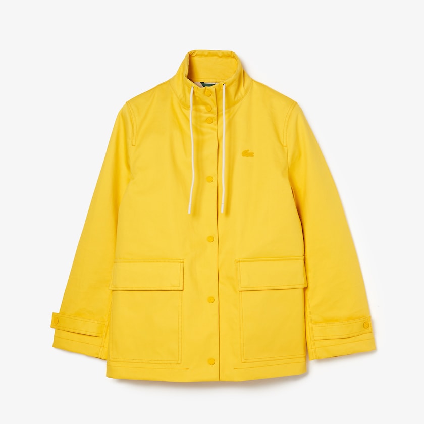 Jaquetas Parka Amarelas Bege Feminino Lacoste Stand-Up Collar Cotton XG0-24852D1