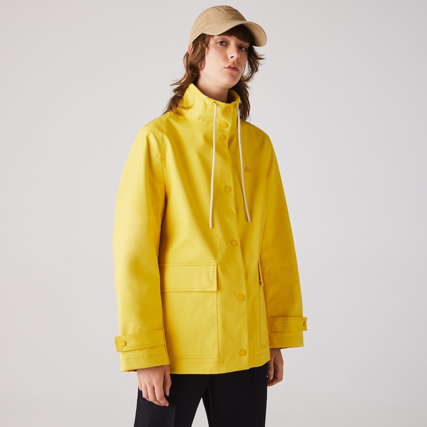 Jaquetas Parka Amarelas Bege Feminino Lacoste Stand-Up Collar Cotton XG0-24852D1