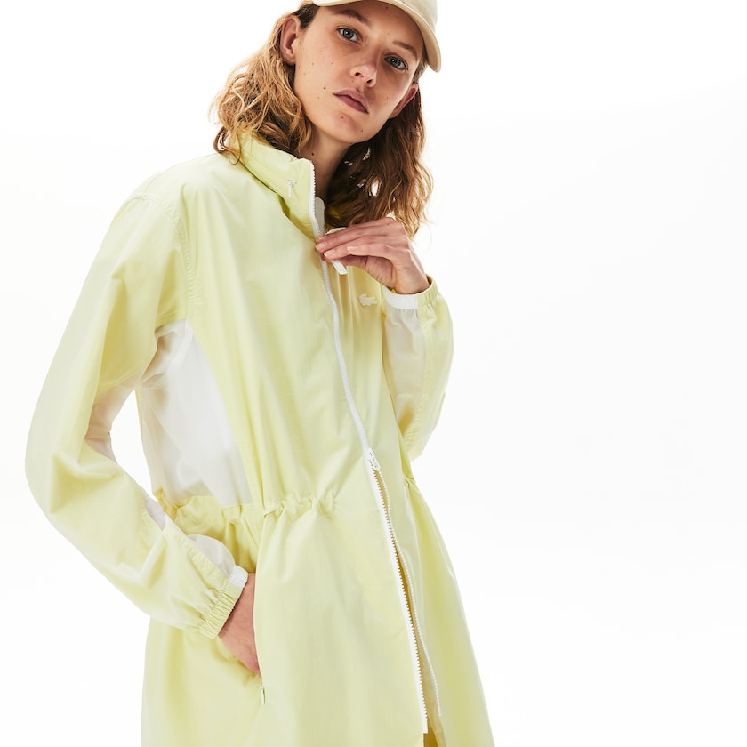 Jaquetas Parka Branco Amarelas Feminino Lacoste Water-Resistant Long Nylon DT2-10111U6