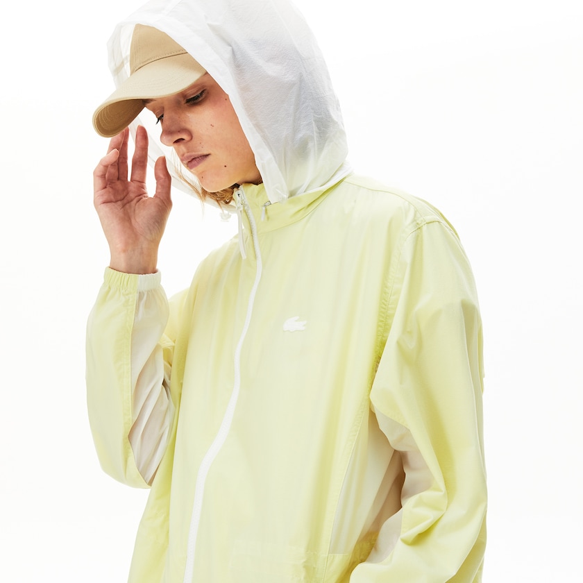 Jaquetas Parka Branco Amarelas Feminino Lacoste Water-Resistant Long Nylon DT2-10111U6