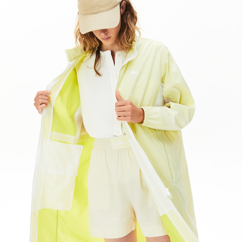 Jaquetas Parka Branco Amarelas Feminino Lacoste Water-Resistant Long Nylon DT2-10111U6