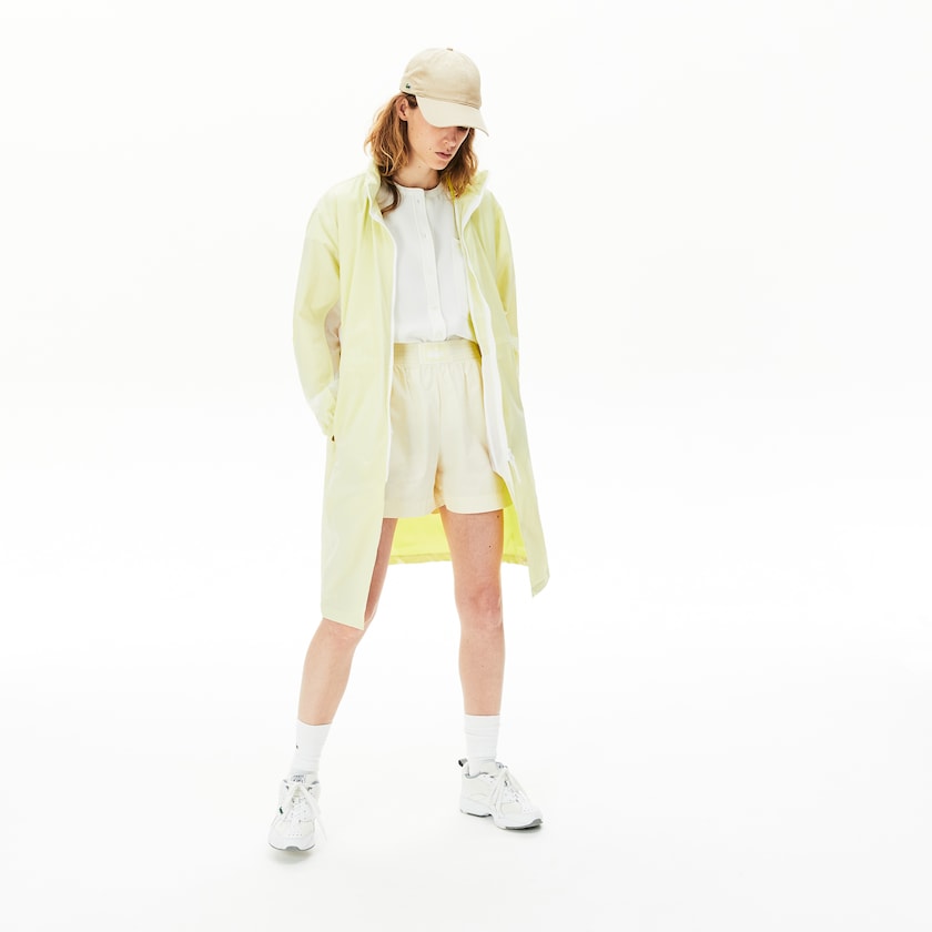 Jaquetas Parka Branco Amarelas Feminino Lacoste Water-Resistant Long Nylon DT2-10111U6