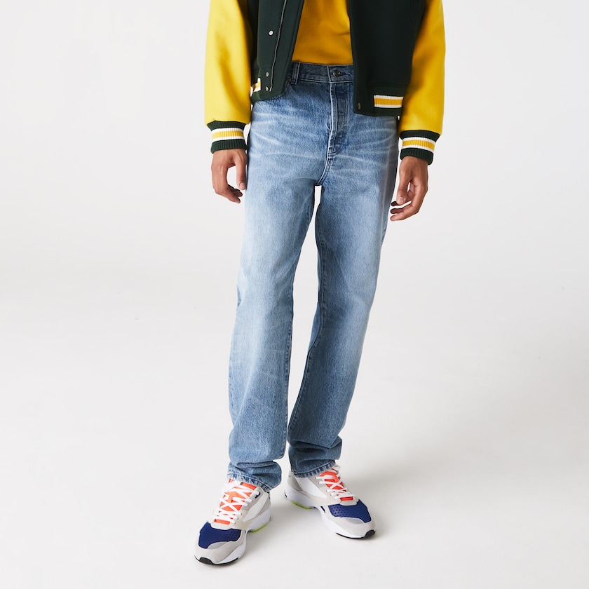Jeans Branco Masculino Lacoste LIVE Standard Fit Five-Pocketed Faded Cotton JY4-46544S0