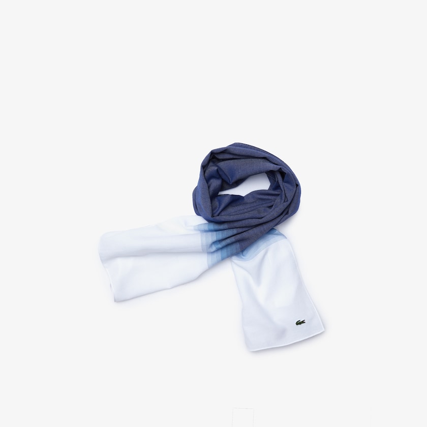 Lenços Branco Azul Marinho Azuis Feminino Lacoste Made In France Gradated Print Organic Cotton NO0-26142E3