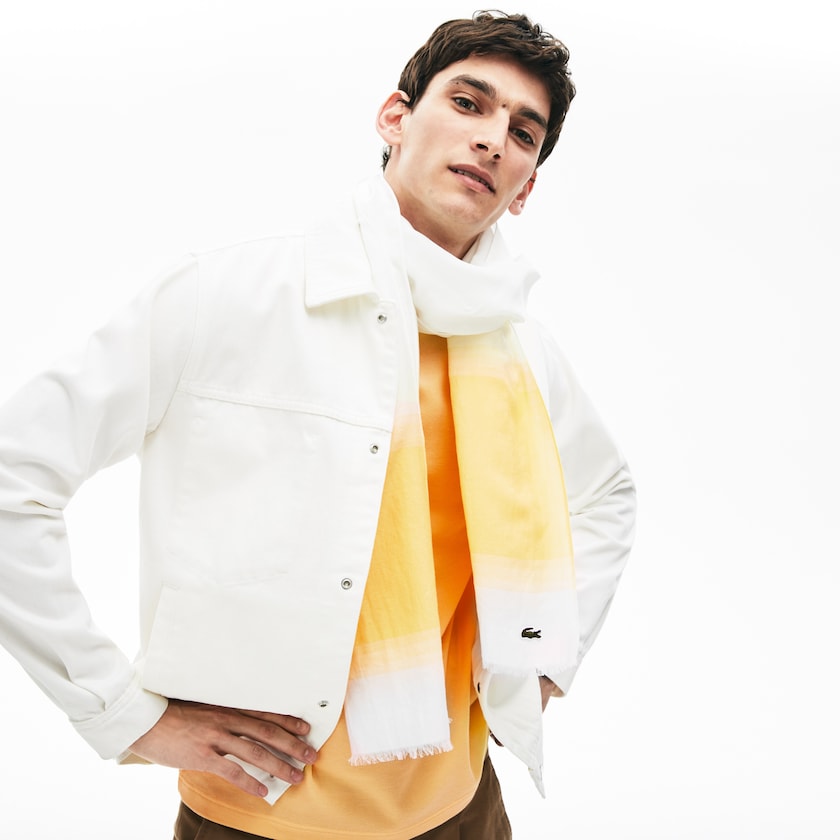 Lenços Branco Amarelas Masculino Lacoste Made In France Organic Cotton Ombré XL6-96759Q2
