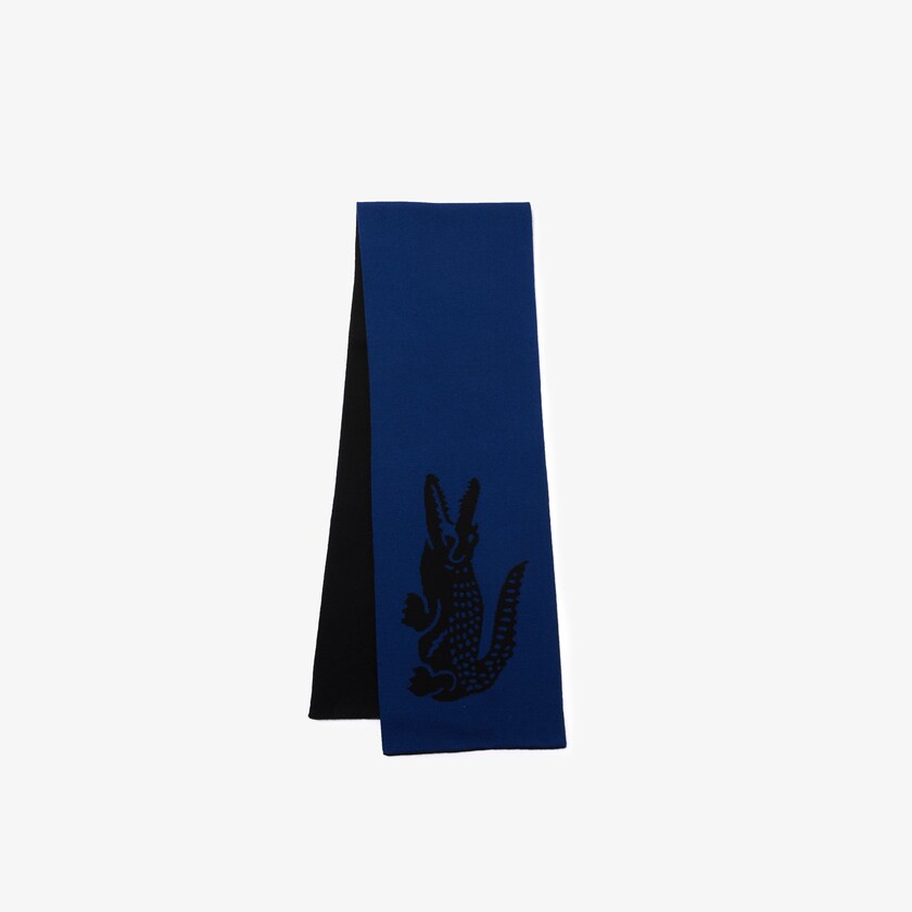 Lenços Pretas Azuis Masculino Lacoste Oversized Crocodile Rectangular Wool KH3-06810I9