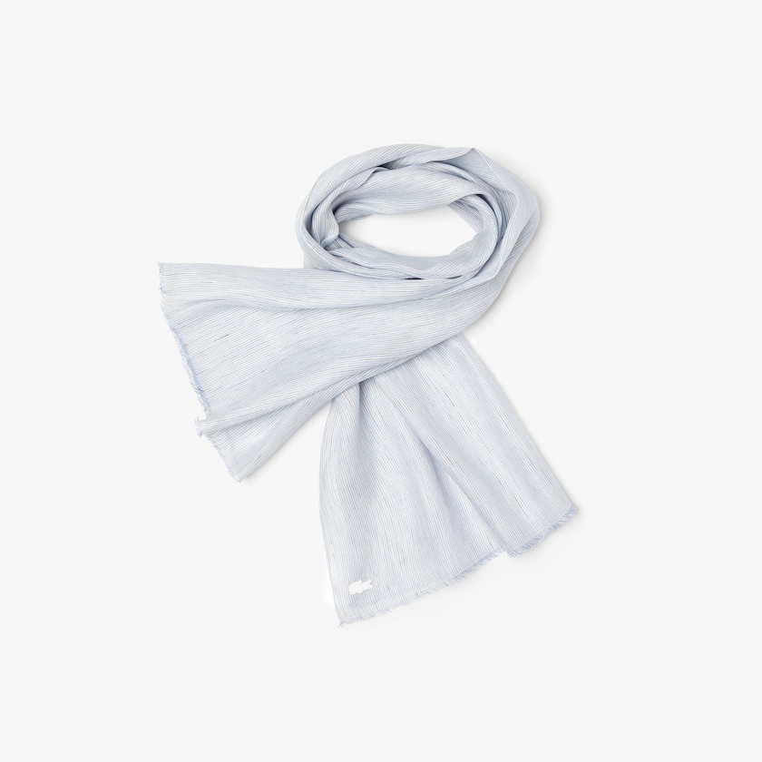 Lenços Luz Azuis Branco Azul Marinho Azuis Feminino Lacoste Pinstriped Cotton-Linen WX3-01720S8