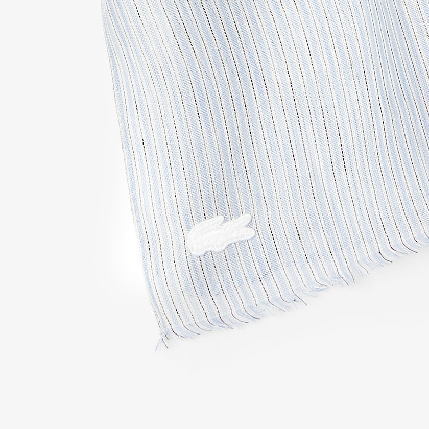 Lenços Luz Azuis Branco Azul Marinho Azuis Feminino Lacoste Pinstriped Cotton-Linen WX3-01720S8