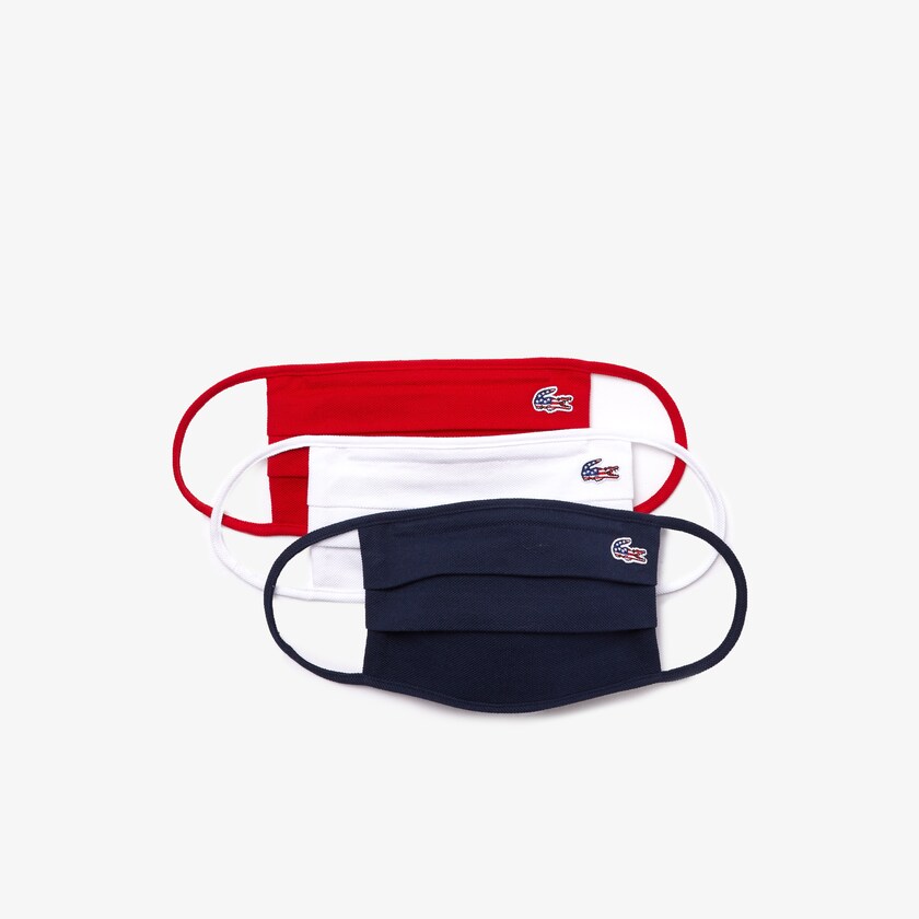 Máscaras Azul Marinho Azuis Branco Vermelhas Masculino Lacoste L.12.12 3 Pack of Face in Cotton Piqué with American Croc TK8-79837T1