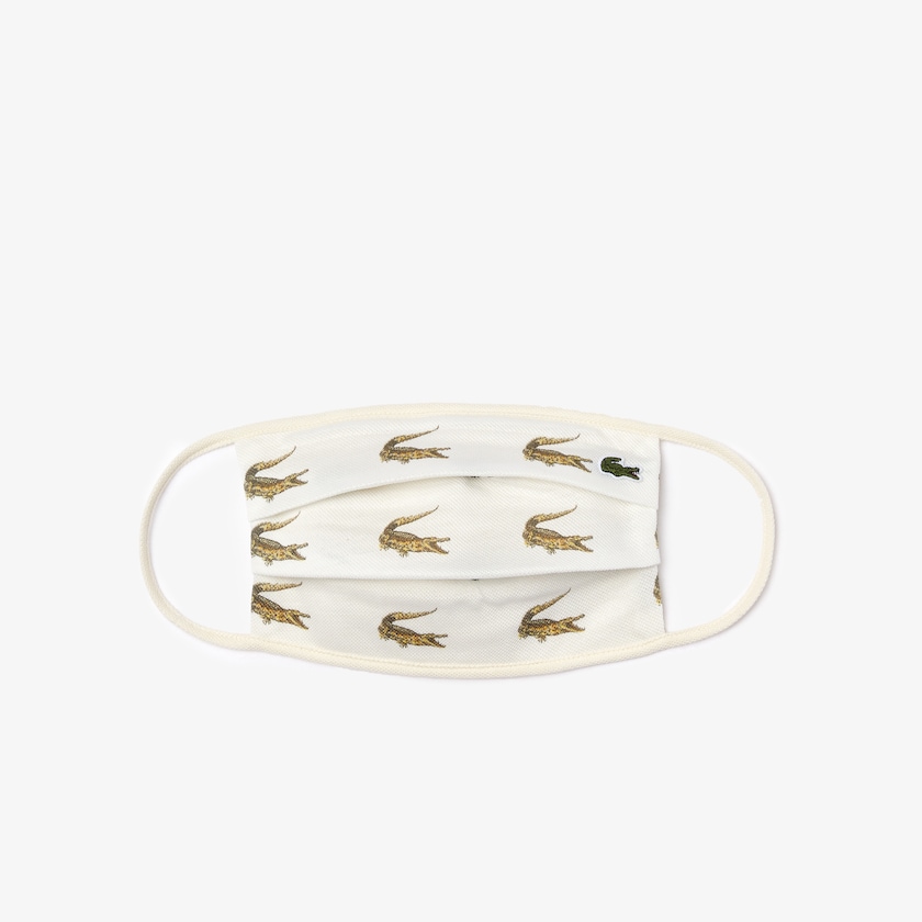 Máscaras Branco Feminino Lacoste L.12.12 Croc Print Face in Cotton Piqué WJ4-74177H1
