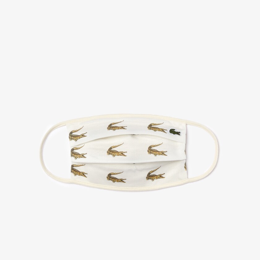 Máscaras Branco Masculino Lacoste L.12.12 Croc Print Face in Cotton Piqué EX0-88818O4