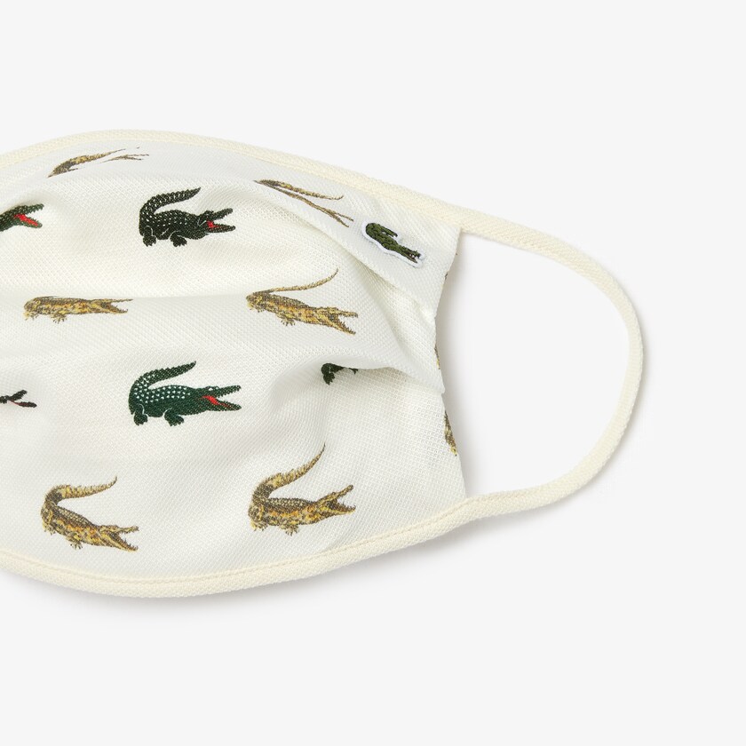 Máscaras Branco Masculino Lacoste L.12.12 Croc Print Face in Cotton Piqué EX0-88818O4