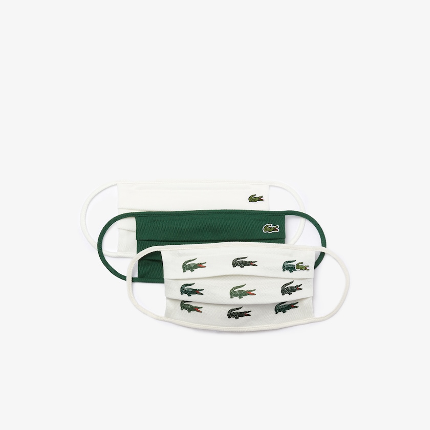 Máscaras Verdes Branco Masculino Lacoste L.12.12 Pack of 3 Face in Cotton GA2-15501J1