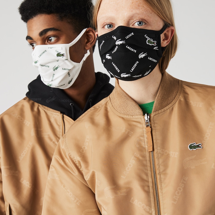 Máscaras Pretas Branco Pretas Verdes Branco Feminino Lacoste L.12.12 Printed Face with Adjustable Strap XJ1-58675U2