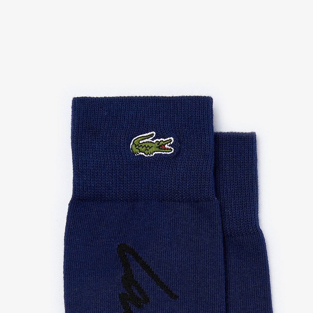Meias Azul Marinho Azuis Pretas Masculino Lacoste LIVE Signature Print LN5-84818O4
