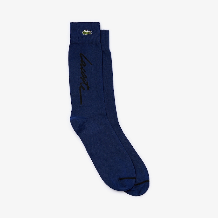 Meias Azul Marinho Azuis Pretas Masculino Lacoste LIVE Signature Print LN5-84818O4