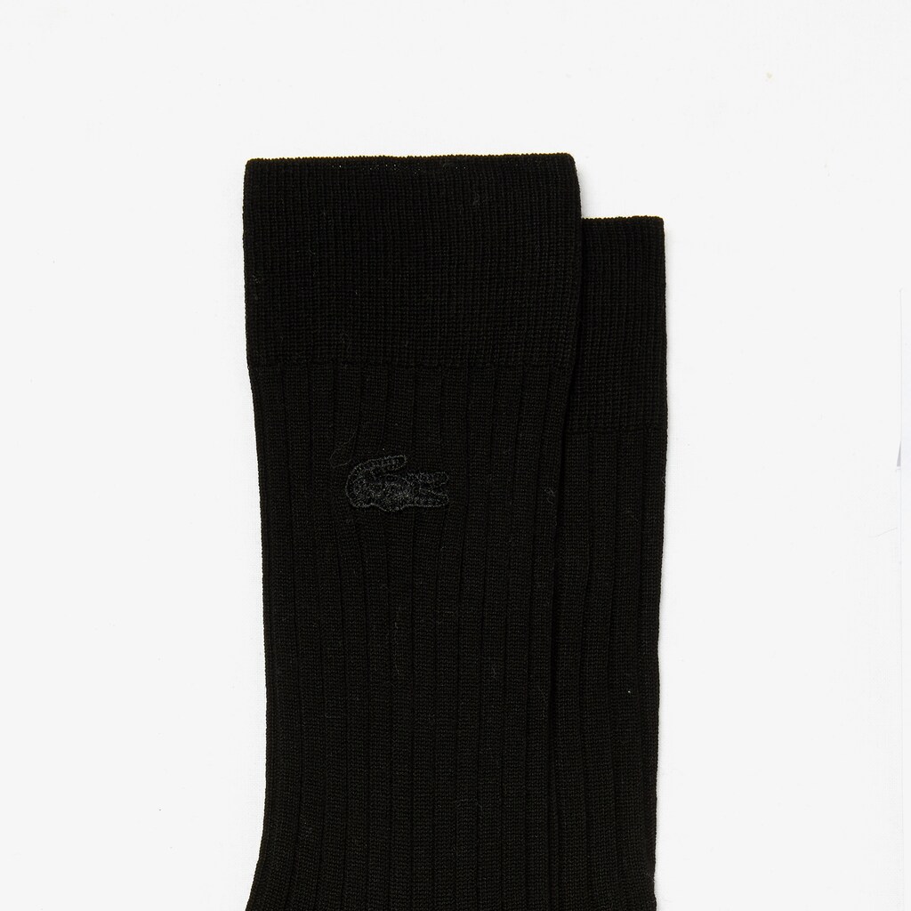 Meias Pretas Masculino Lacoste Ribbed Cotton Blend SJ6-85988Y2