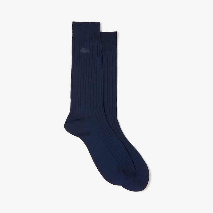 Meias Azul Marinho Azuis Masculino Lacoste Ribbed FC2-98479Q4