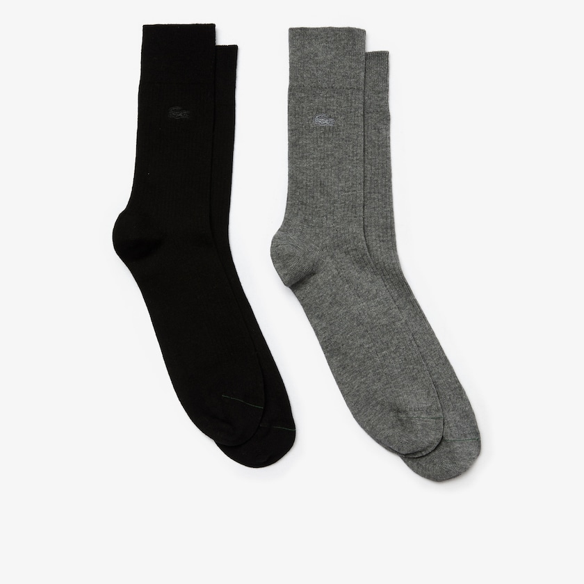 Meias Azuis Pretas Masculino Lacoste Two-Pack Cotton And Wool PQ8-52715U5