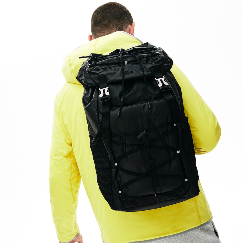 Mochilas Pretas Masculino Lacoste Altitude Drawstring Flap Nylon TB6-49214F2