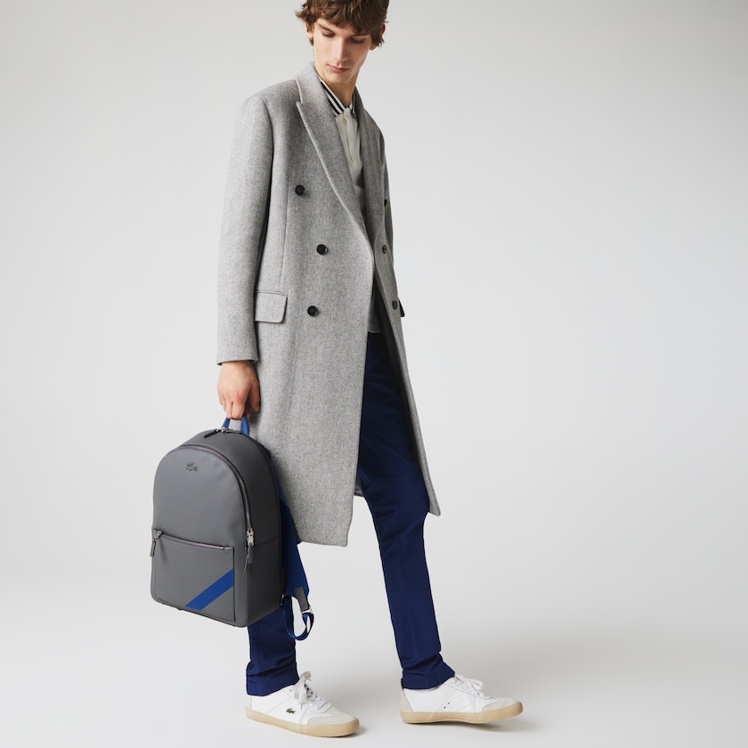 Mochilas Cinzentas Masculino Lacoste Chantaco Colorblock Matte Stitched Leather SW0-91879P6