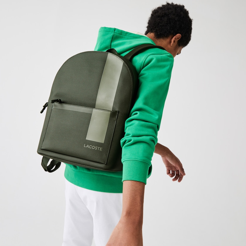 Mochilas Verde Oliva Masculino Lacoste Chantaco Graphic Piqué Leather QC1-15341A5