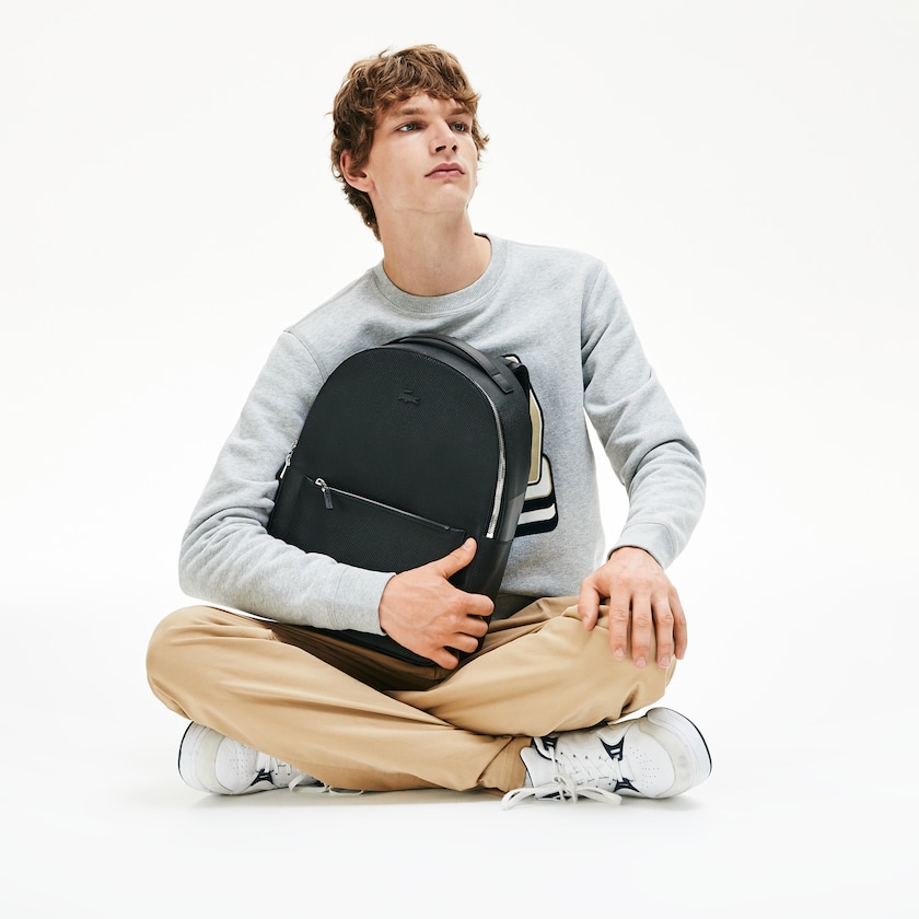 Mochilas Pretas Masculino Lacoste Chantaco Soft Leather Zip NN7-95849J4