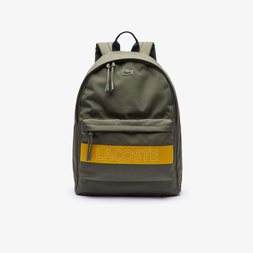 Mochilas Verde Oliva Amarelas Masculino Lacoste Colorblock Canvas OO4-13211U6