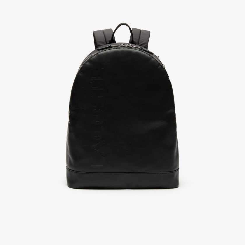 Mochilas Pretas Masculino Lacoste L.12.12 Signature Leather Zip ZV8-59695U4