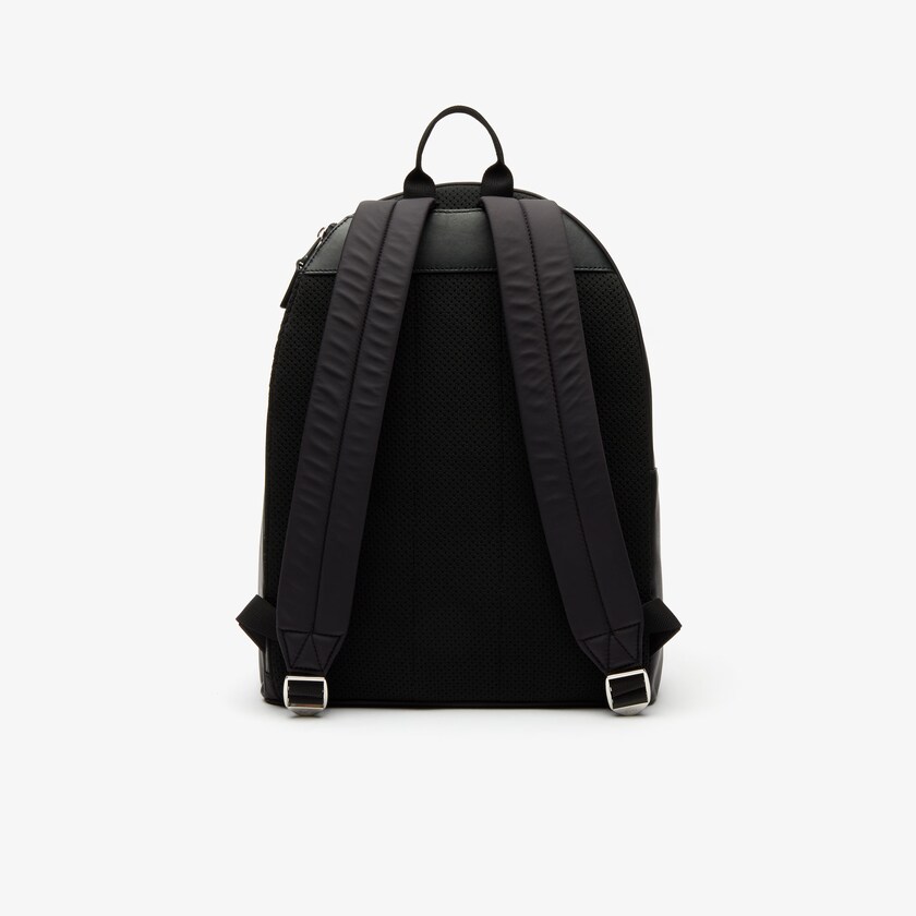 Mochilas Pretas Masculino Lacoste L.12.12 Signature Leather Zip ZV8-59695U4