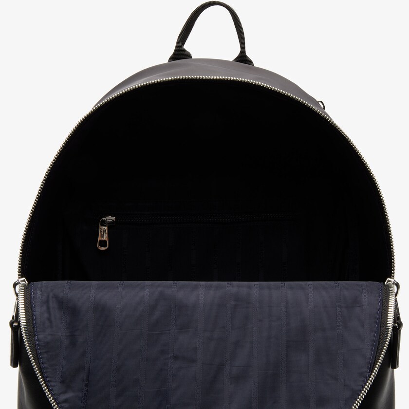 Mochilas Pretas Masculino Lacoste L.12.12 Signature Leather Zip ZV8-59695U4