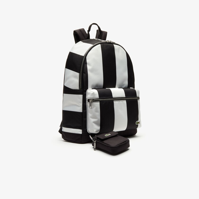 Mochilas Pretas Branco Masculino Lacoste LIVE Detachable Pouch Striped XQ3-43884U5