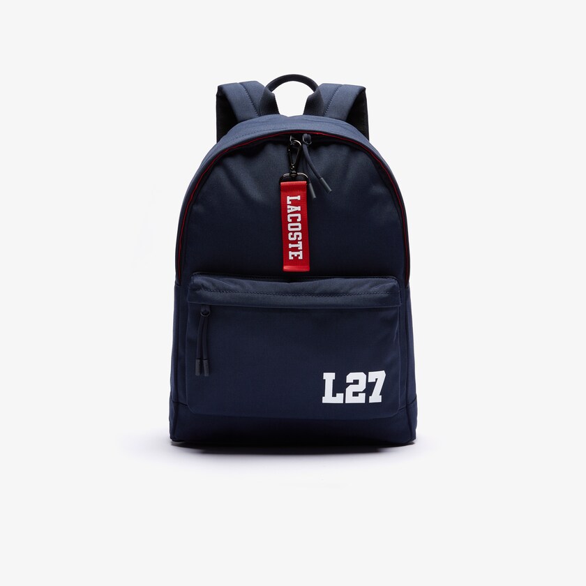 Mochilas Azul Marinho Vermelhas Masculino Lacoste Neocroc L27 Lettered Canvas MQ7-33063M2