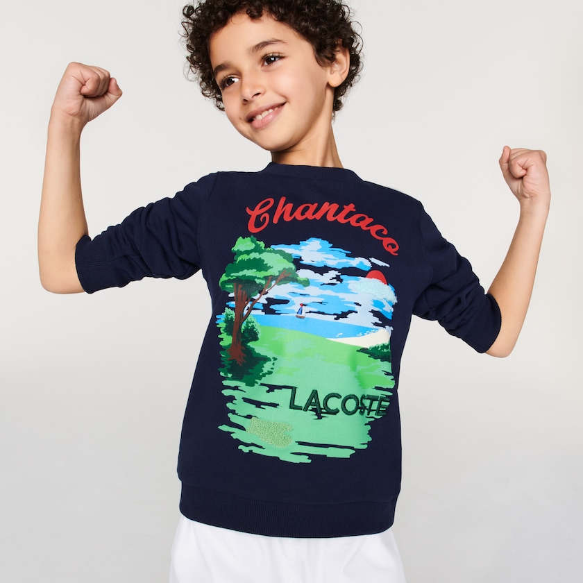 Moletons Azul Marinho Azuis Branco Criança Lacoste Chantaco Print Fleece HF5-58745S5