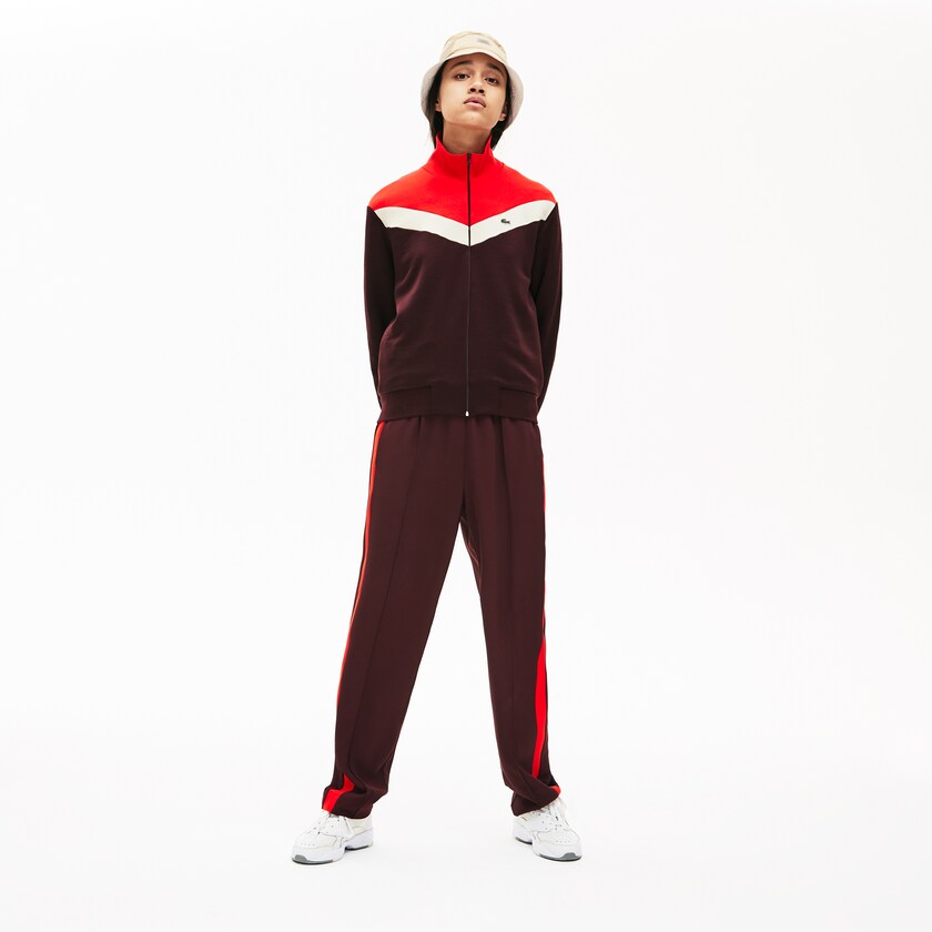 Moletons Vermelhas Escuro Bege Vermelhas Feminino Lacoste Color-Block Fleece Zip Up DT9-01320V9