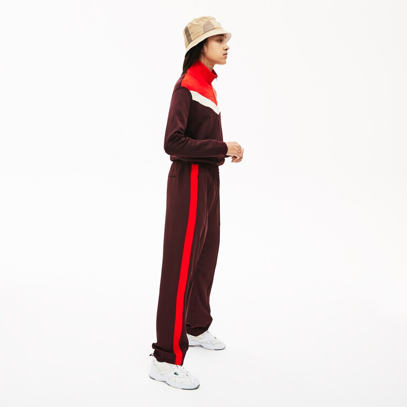 Moletons Vermelhas Escuro Bege Vermelhas Feminino Lacoste Color-Block Fleece Zip Up DT9-01320V9