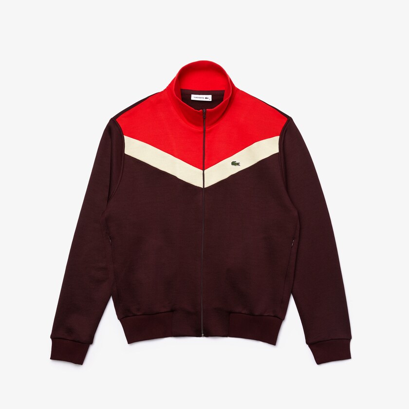 Moletons Vermelhas Escuro Bege Vermelhas Feminino Lacoste Color-Block Fleece Zip Up DT9-01320V9