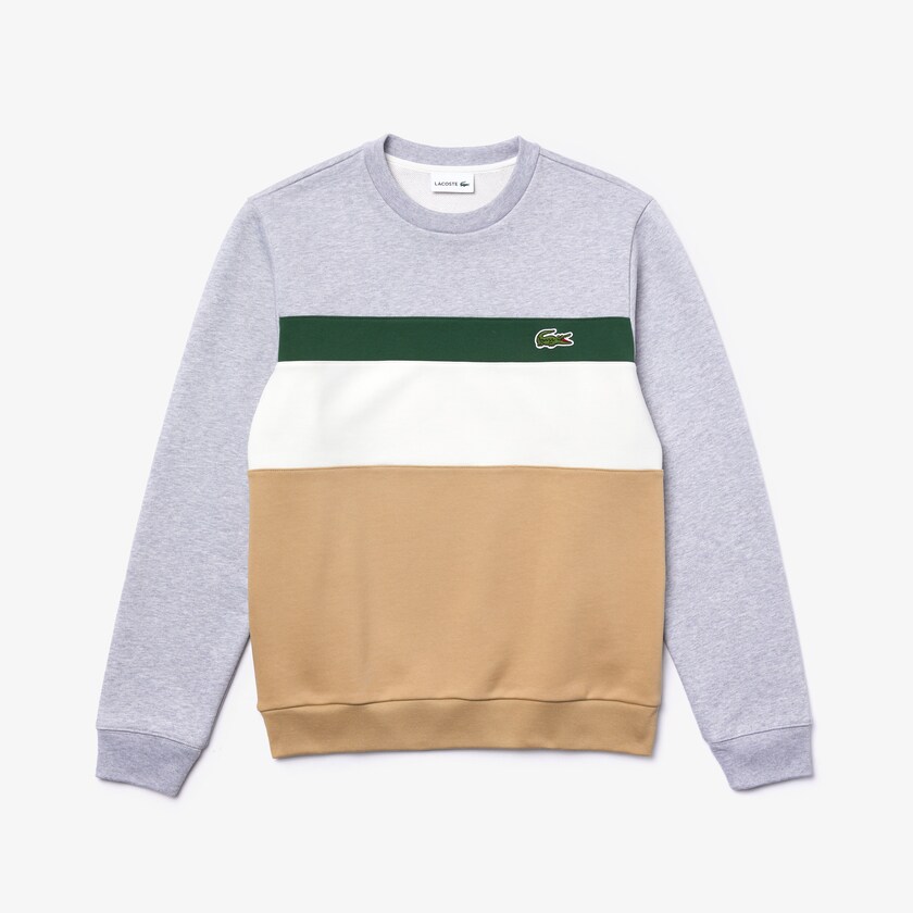 Moletons Bege Branco Verdes Cinzentas Masculino Lacoste Colorblock Fleece Crew Neck VH5-73977Z9