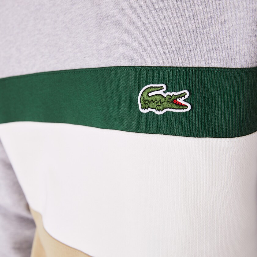 Moletons Bege Branco Verdes Cinzentas Masculino Lacoste Colorblock Fleece Crew Neck VH5-73977Z9