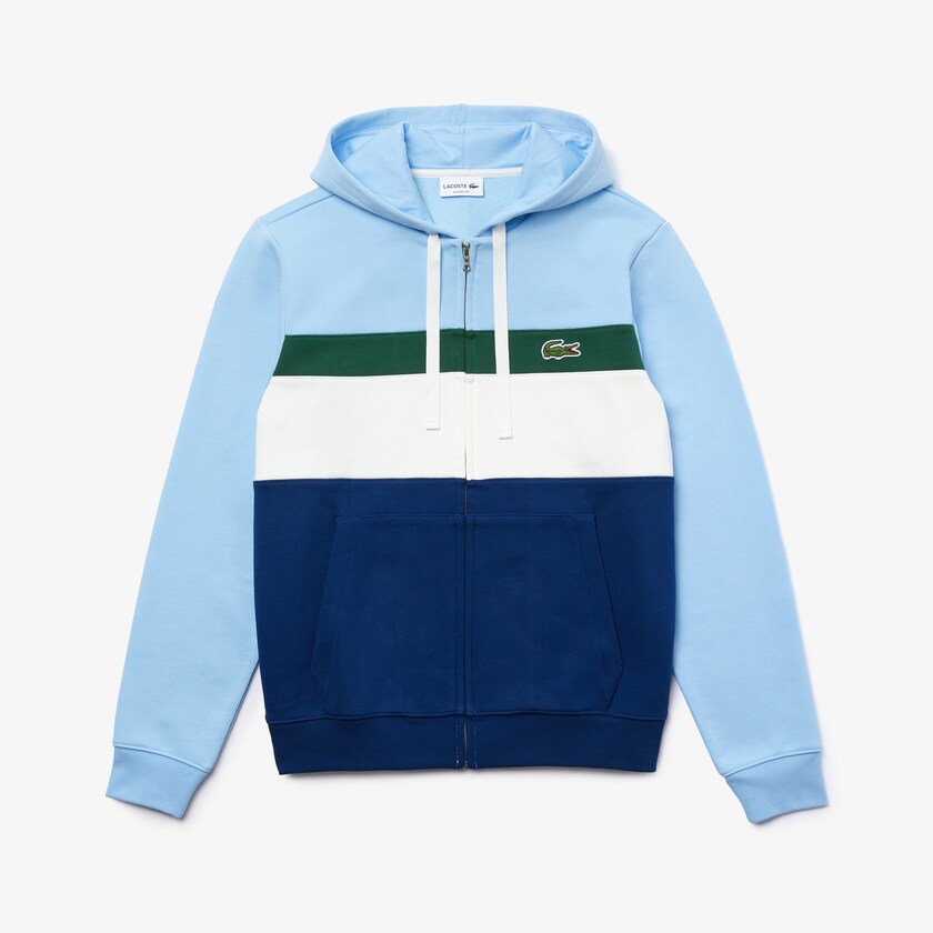 Moletons Azuis Branco Verdes Azuis Masculino Lacoste Colorblock Fleece Zippered Hooded IH2-85798Q9