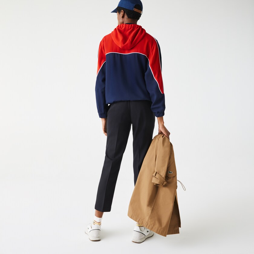 Moletons Azuis Branco Vermelhas Feminino Lacoste Colorblock Zip-Up Hoodie HM1-53055A5