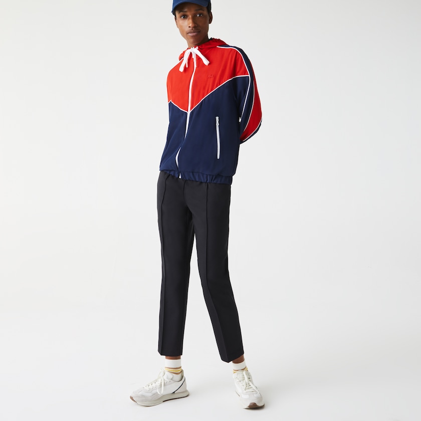 Moletons Azuis Branco Vermelhas Feminino Lacoste Colorblock Zip-Up Hoodie HM1-53055A5