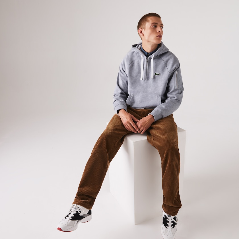 Moletons Cinzentas Masculino Lacoste Contrast Pocket Fleece PM3-69676A2