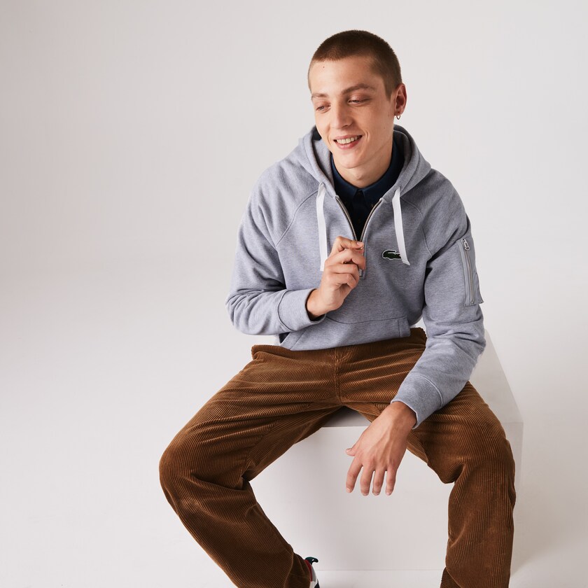 Moletons Cinzentas Masculino Lacoste Contrast Pocket Fleece PM3-69676A2
