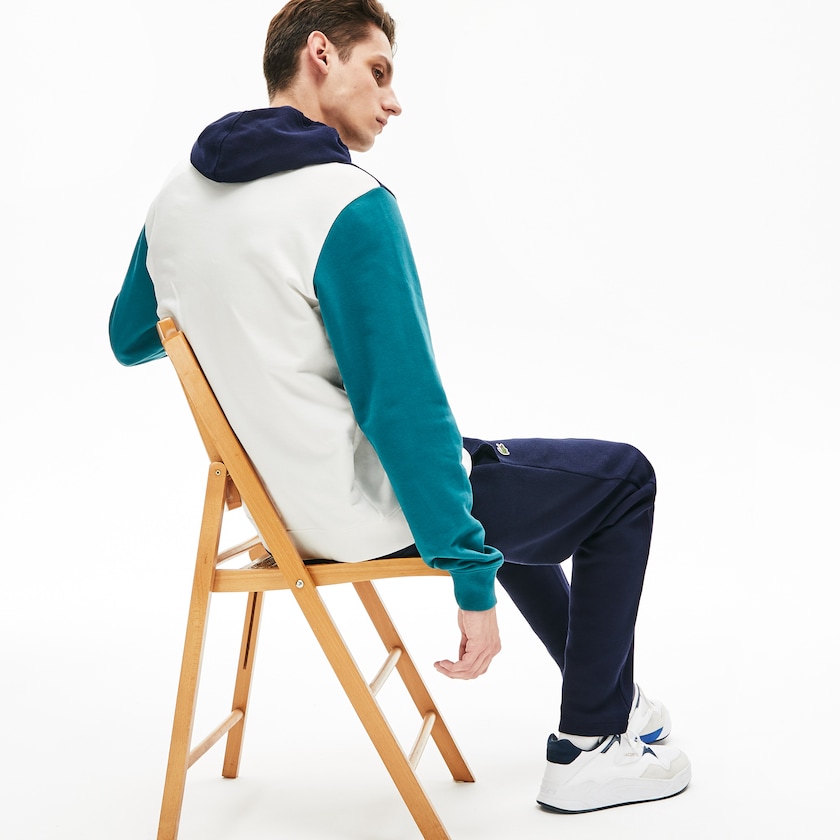 Moletons Branco Azul Marinho Azuis Verdes Masculino Lacoste Cotton-Piqué and French Terry Colorblock QV1-29692L6