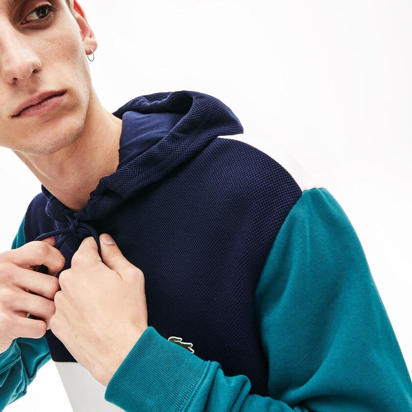 Moletons Branco Azul Marinho Azuis Verdes Masculino Lacoste Cotton-Piqué and French Terry Colorblock QV1-29692L6