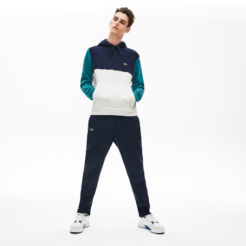 Moletons Branco Azul Marinho Azuis Verdes Masculino Lacoste Cotton-Piqué and French Terry Colorblock QV1-29692L6