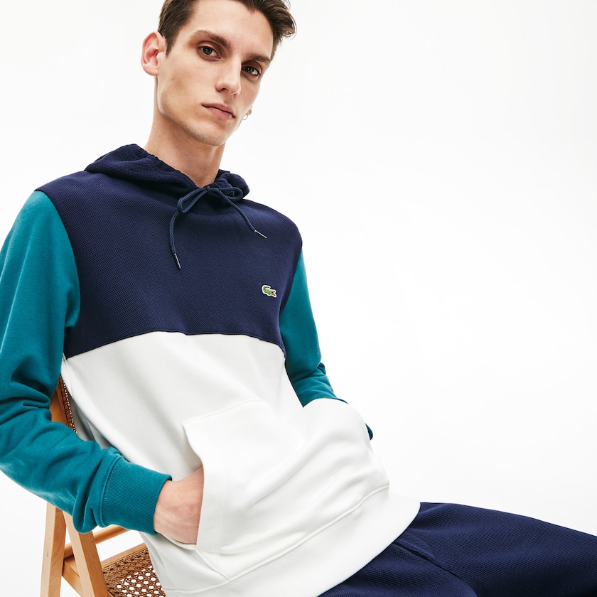 Moletons Branco Azul Marinho Azuis Verdes Masculino Lacoste Cotton-Piqué and French Terry Colorblock QV1-29692L6